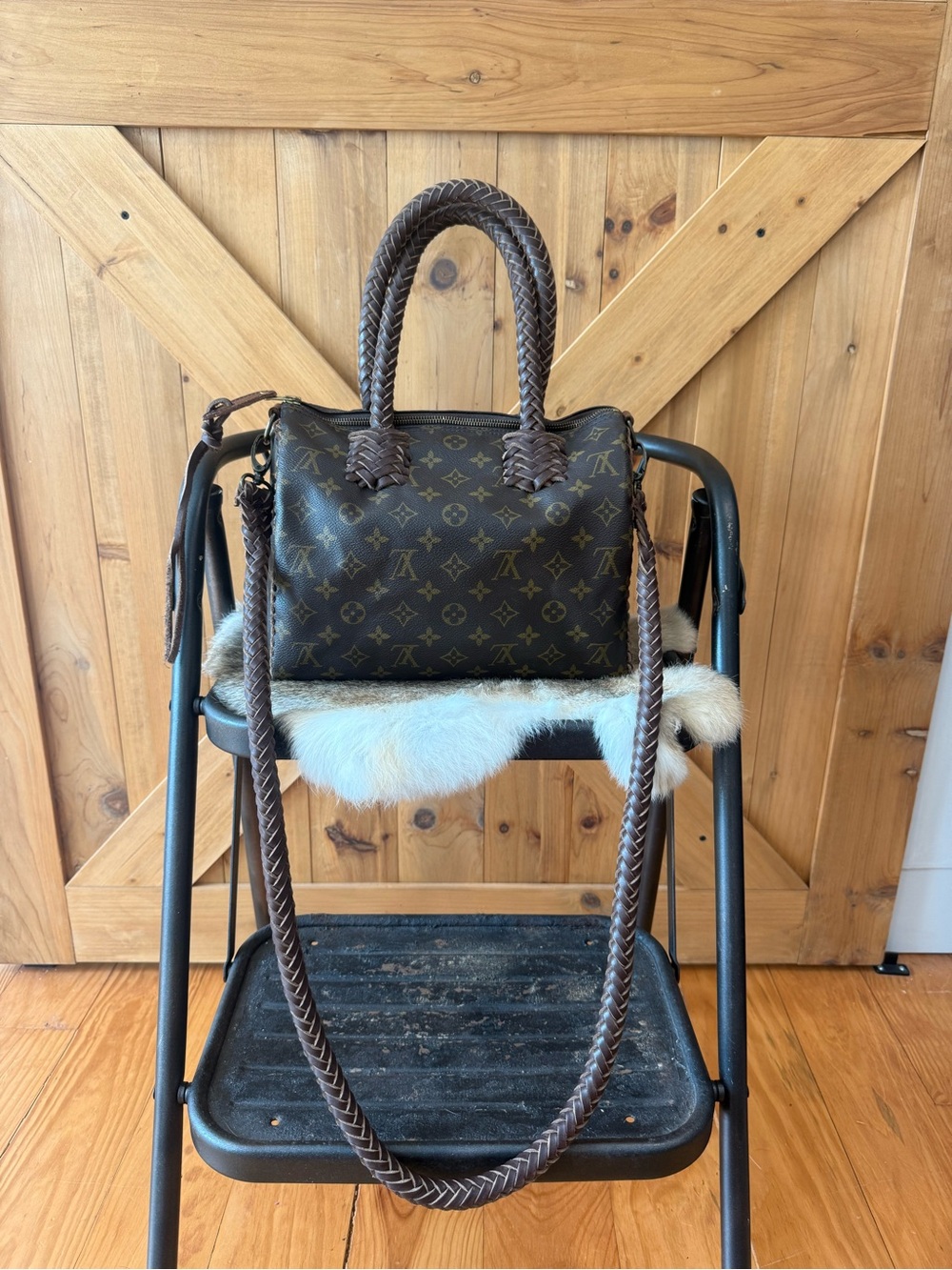 Louis Vuitton Brown Monogram Braided Handle Speedy 25 Crossbody Bag